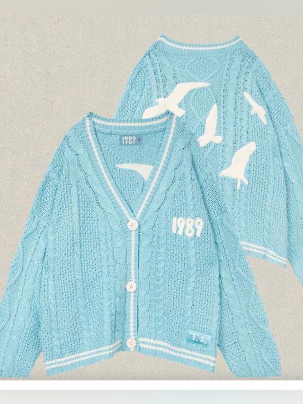 Taylor Swift Light Blue Cable Knit 1989 Seagull Cardigan